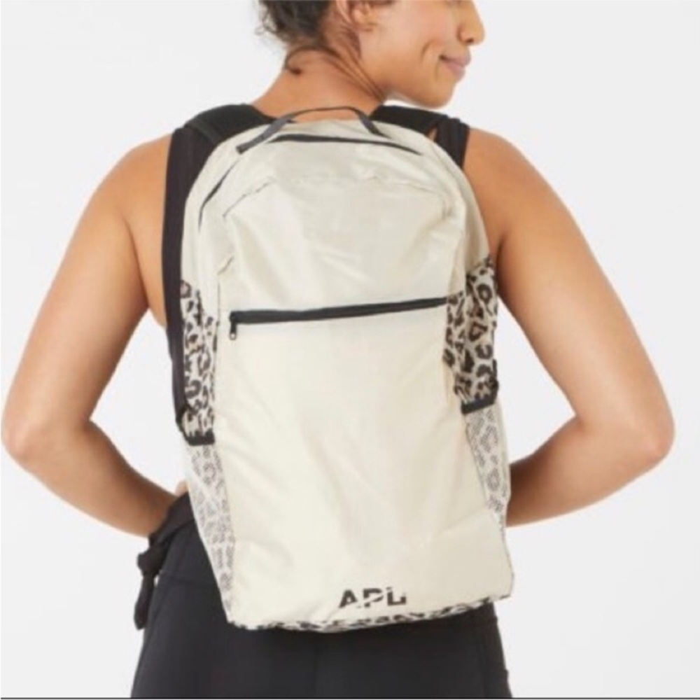 NWT APL Cream and Leopard Print Packable Backpack
